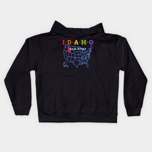 Idaho, USA. Gem State - with Map Kids Hoodie